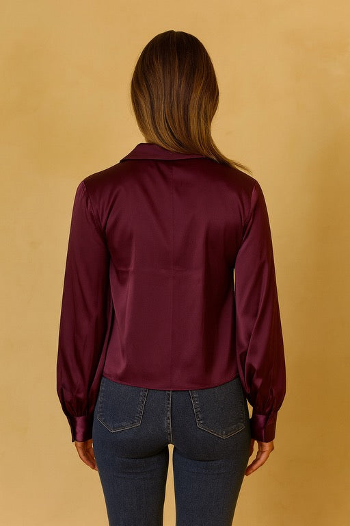 Classic Satin Shirt - Burgundy