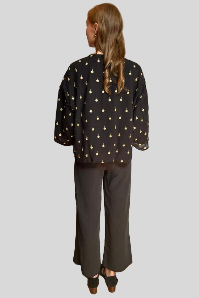 Kimono With Gold Sequins and Border