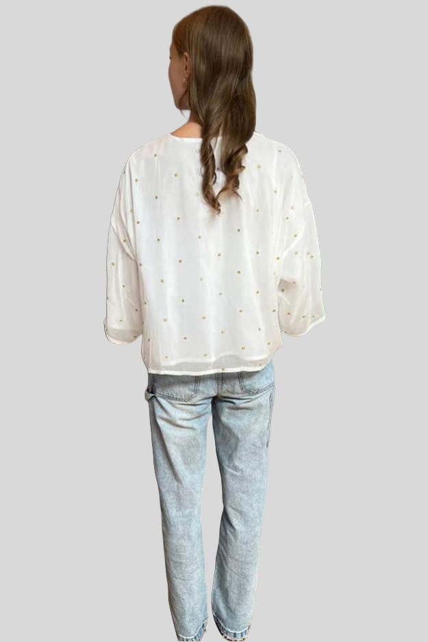 Kimono - White with Gold Sequins