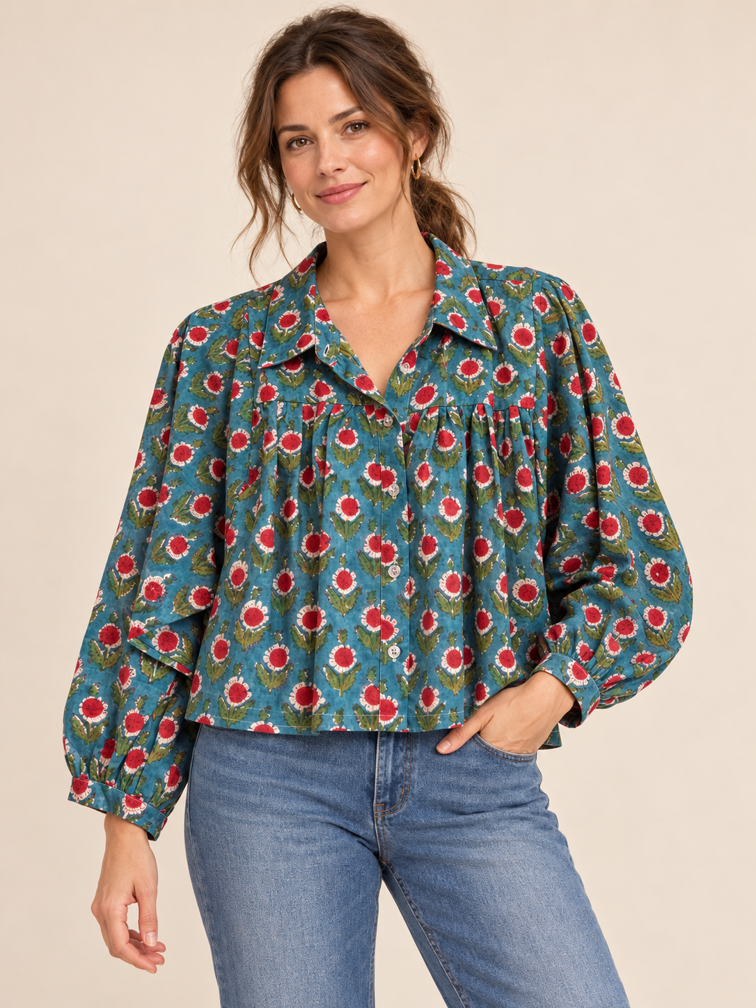 Ally Top – Cropped Button Down