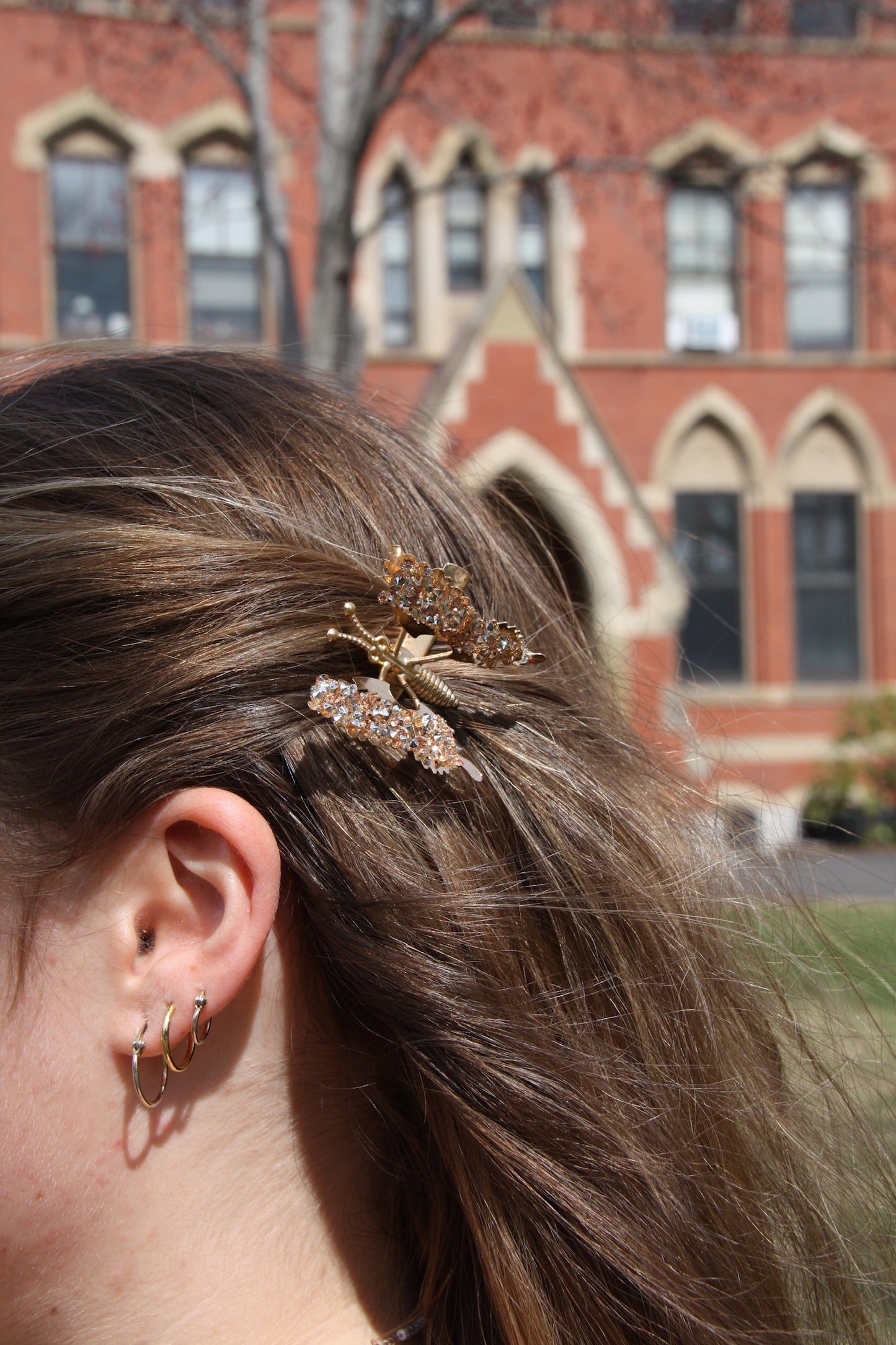 Bejeweled Butterfly Clip - Champagne