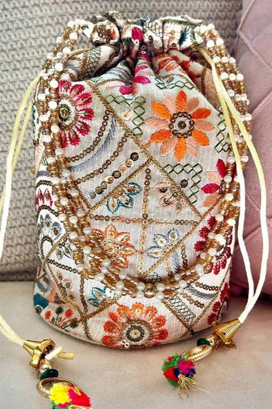 Bejeweled Potli Bag - Multicolor Bucket Style