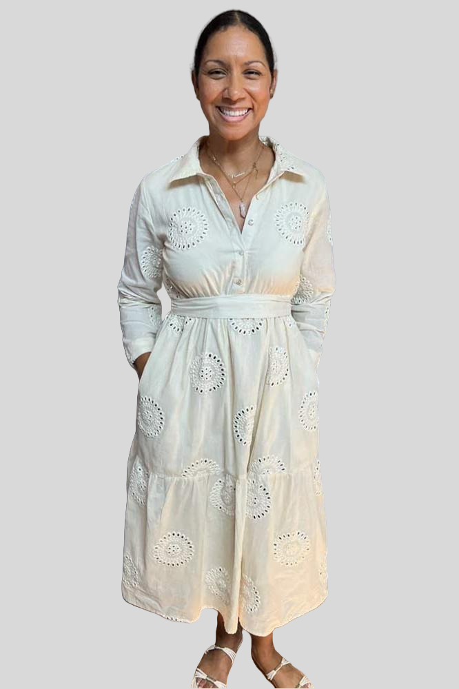 Shirt Dress Tiered - Ivory Mirror