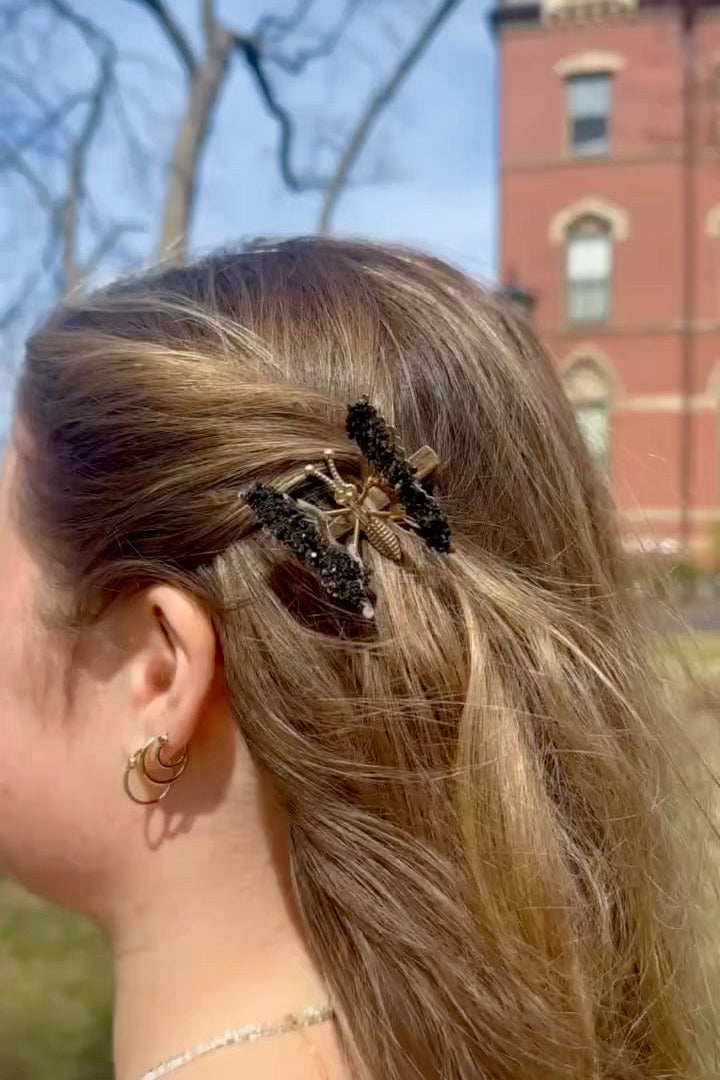 Bejeweled Butterfly Clip - Black