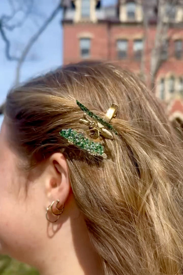 Bejeweled Butterfly Clip - Emerald