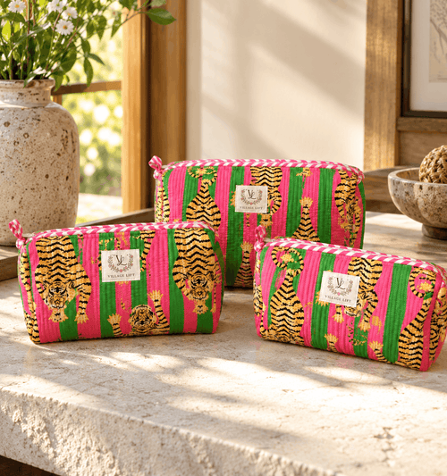 Block Print Nested Cosmetic Bags – Set of 3 | Signature Collection