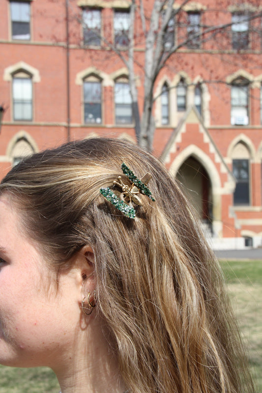 Bejeweled Butterfly Clip - Emerald