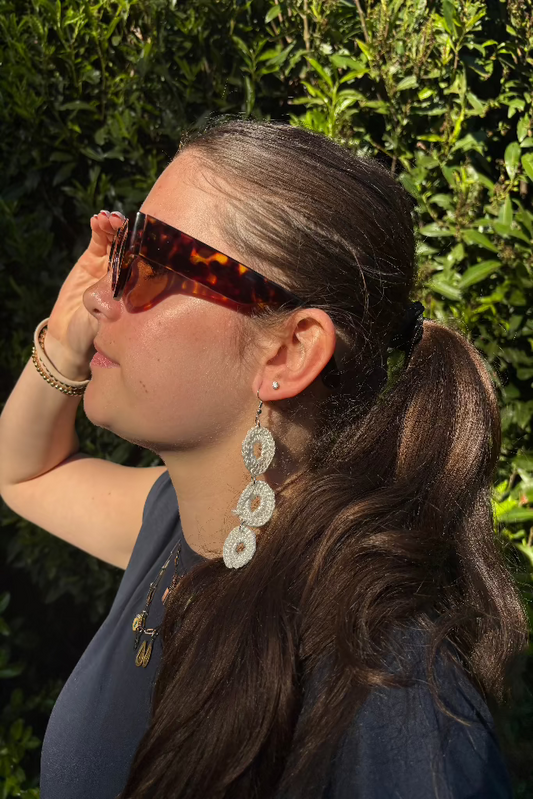 Alpha Woman Crochet Earrings - Cascade Triple Hoop White