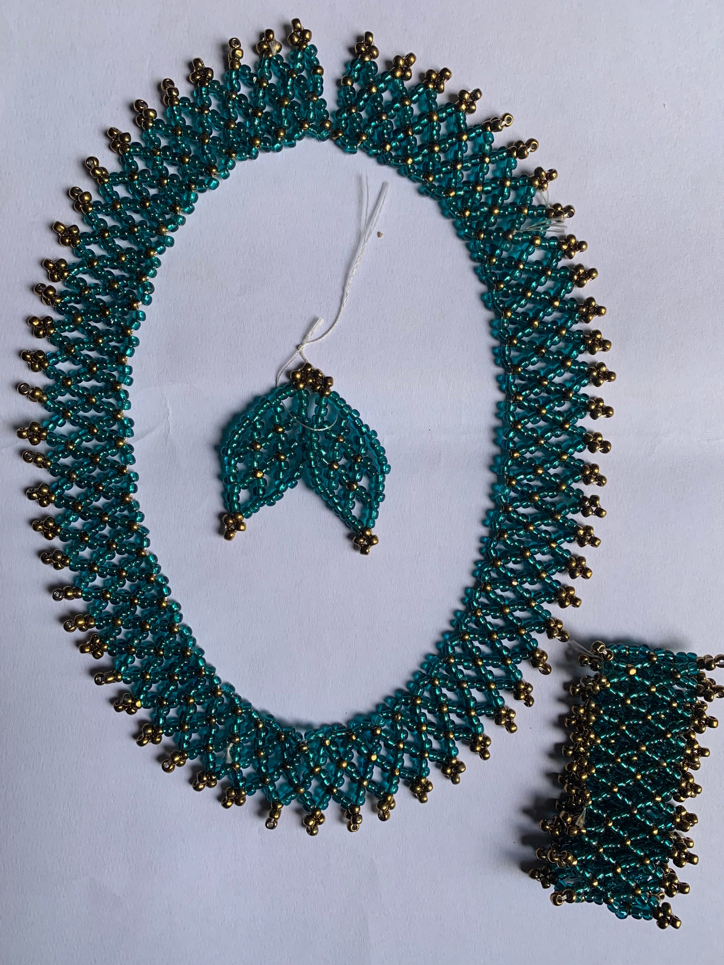 Anasi Necklace - Net Weave (Blue & Gold)