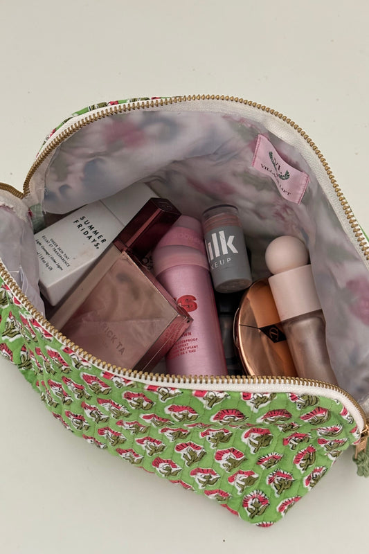 Cosmetic Bag - Green Boti Print