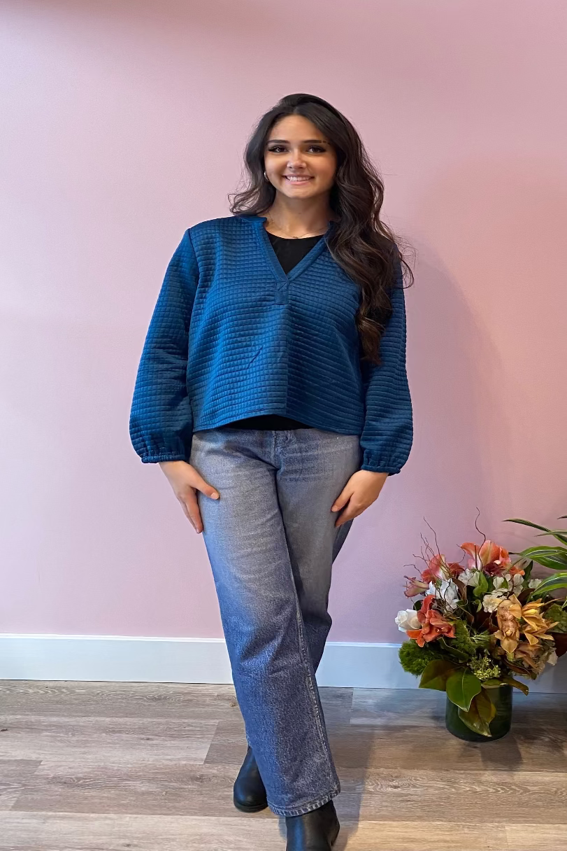 Quilted Sweatshirt - Teal