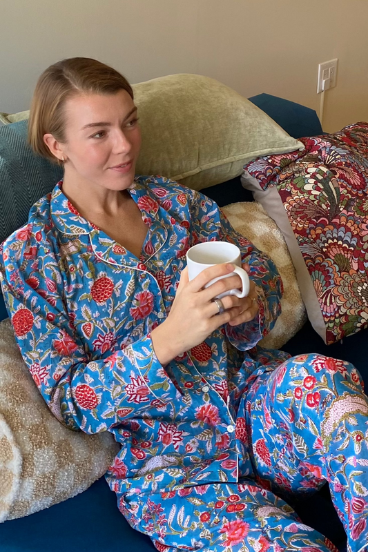 Block Print Pajama Set - Jewel tones