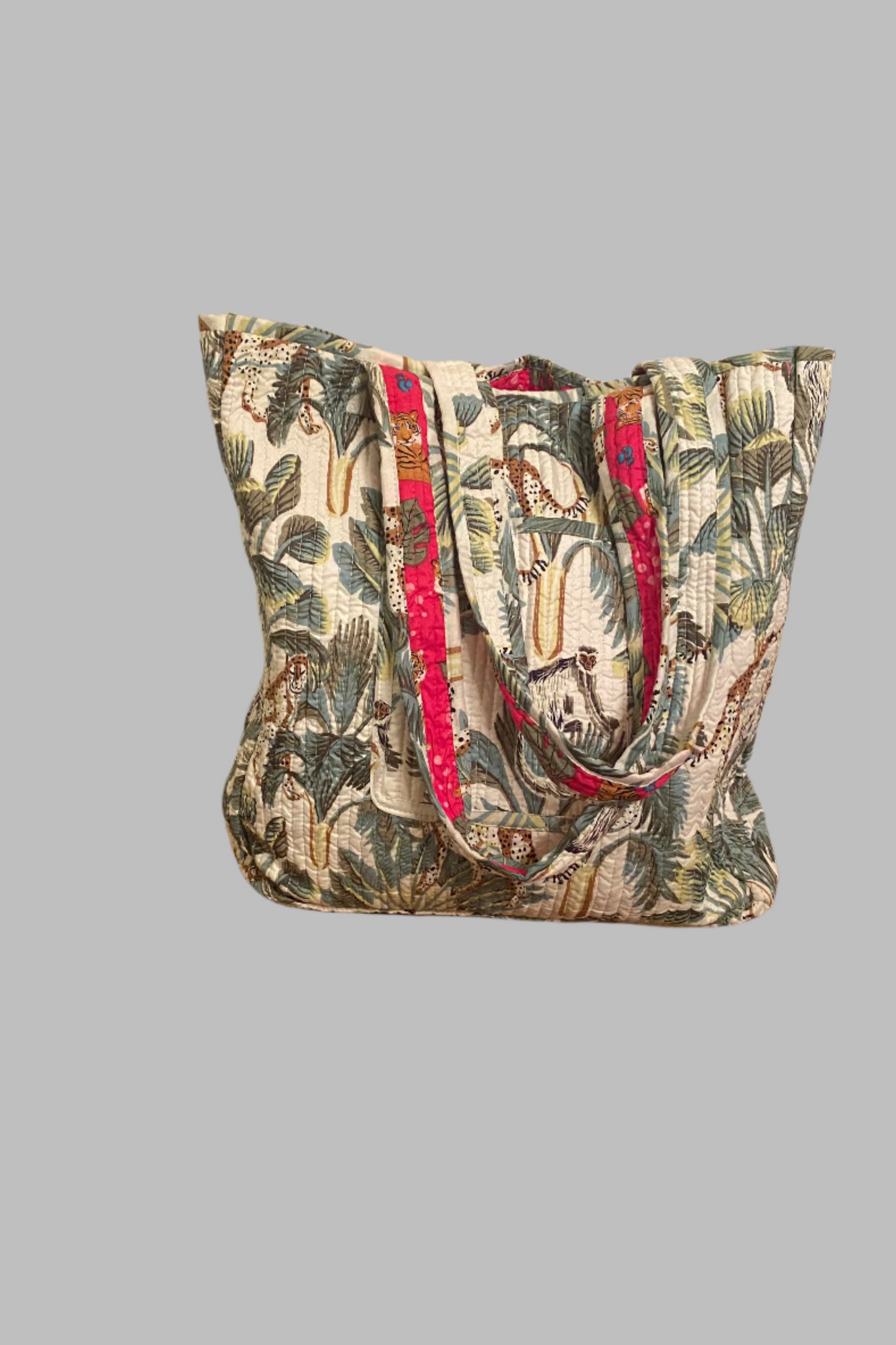 Wildlife Reversible Tote Bag - Pink Cheetah & Jungle