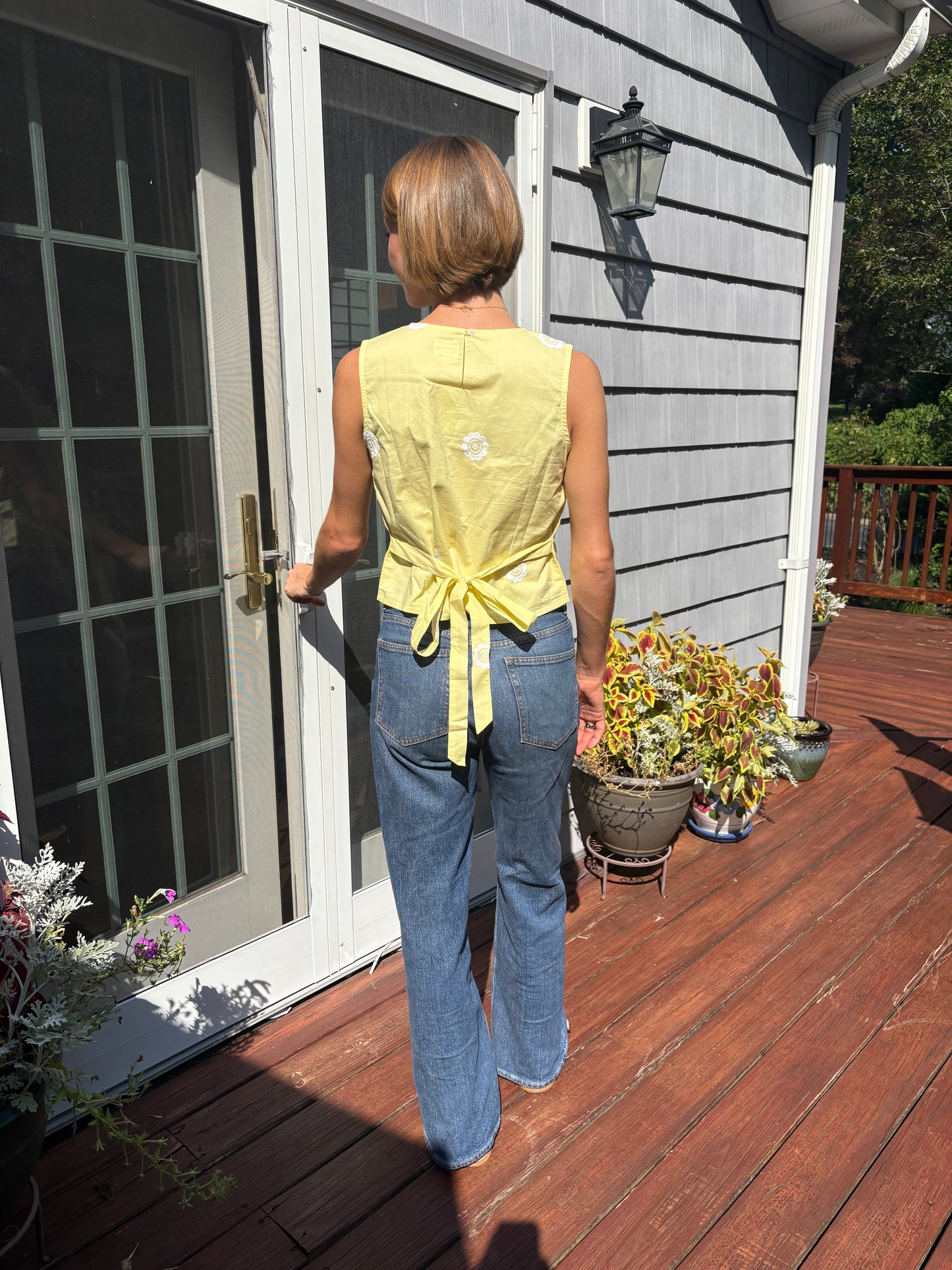 Embroidered Square Neck Tank