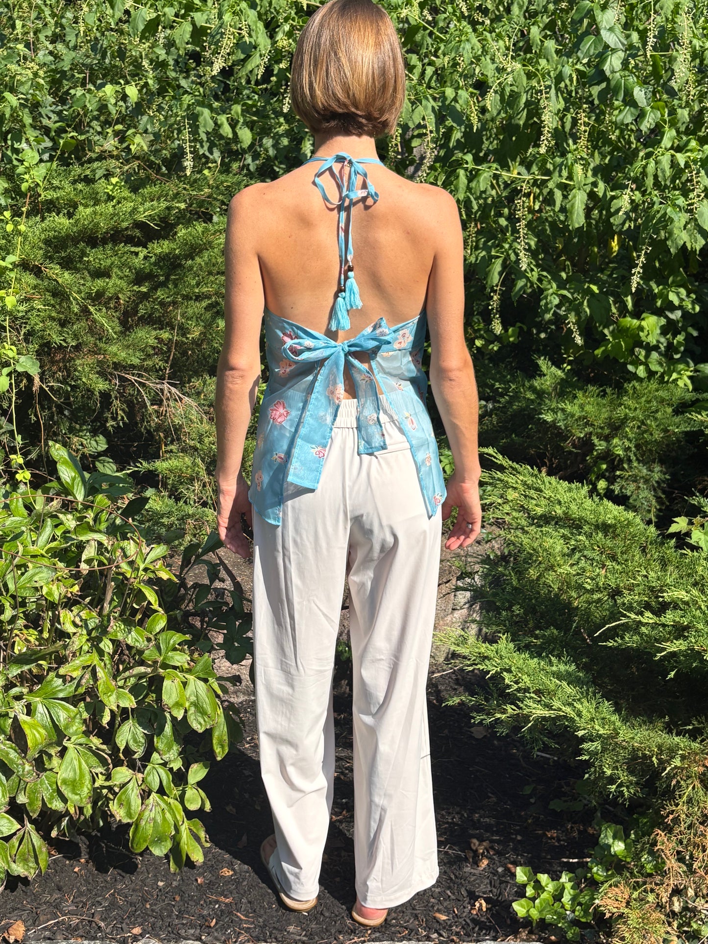 Halter Top - Blue Organza