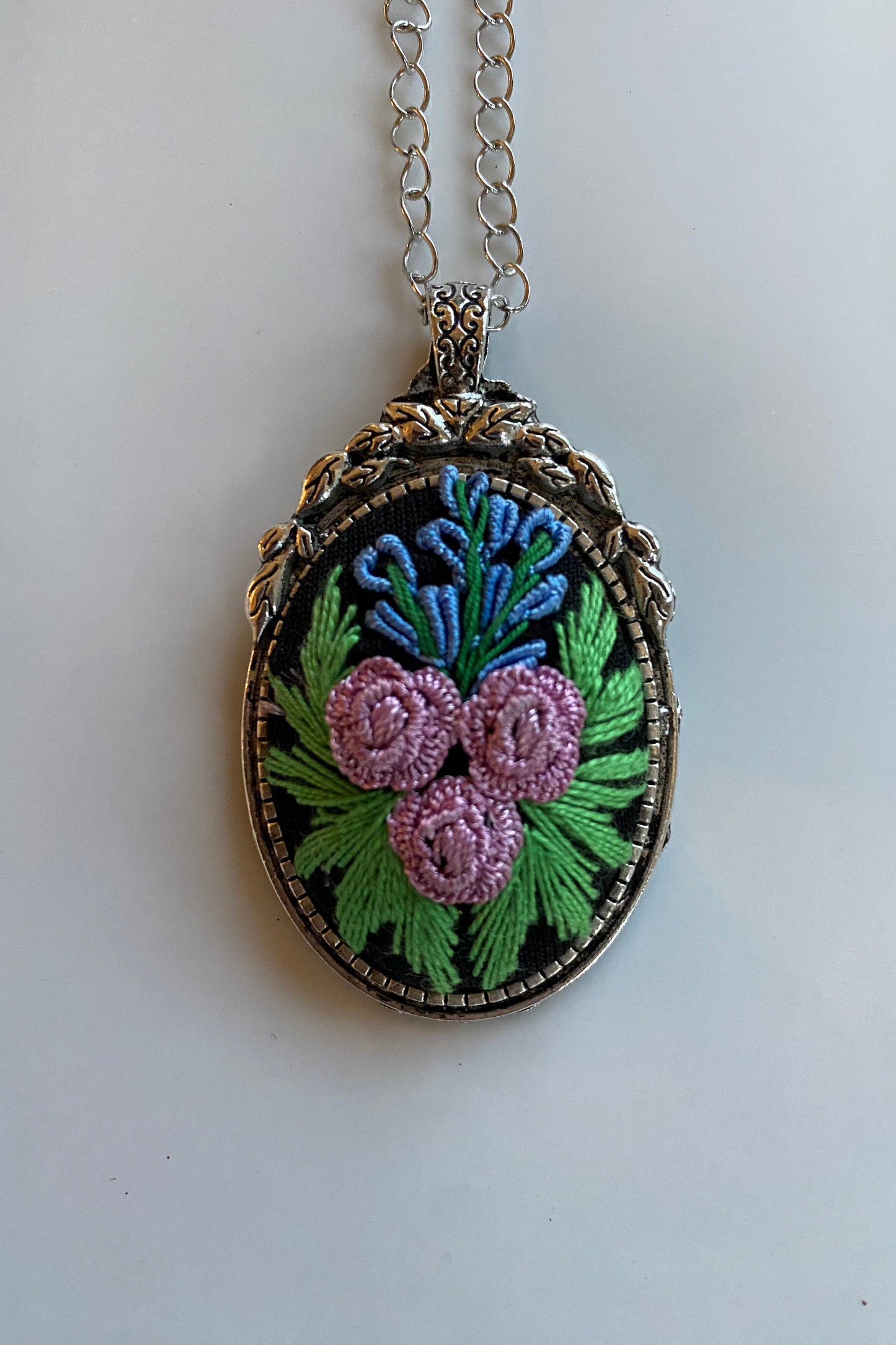 Kosovo Hand Embroidered Necklace - Purple & Blue