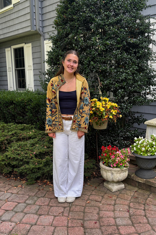 Embroidered Reversible Jacket - Harvest Yellow