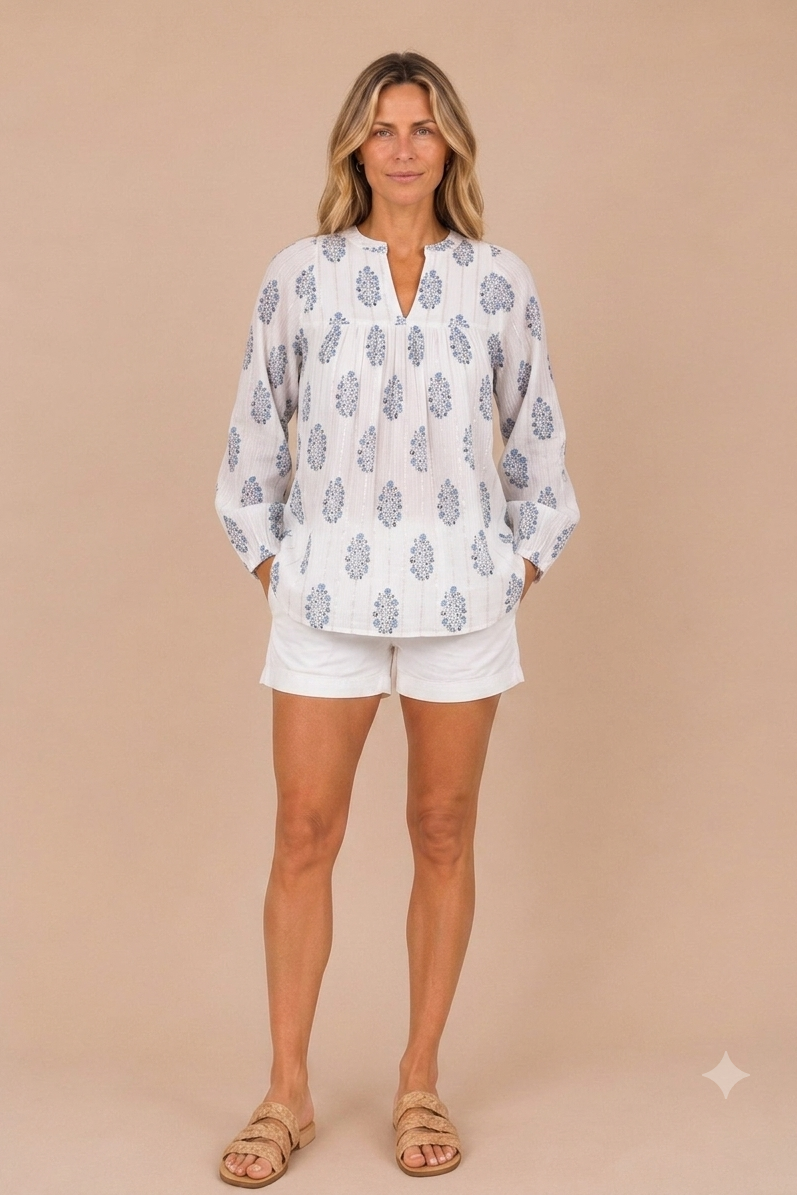Ally Top - Blue Paisley