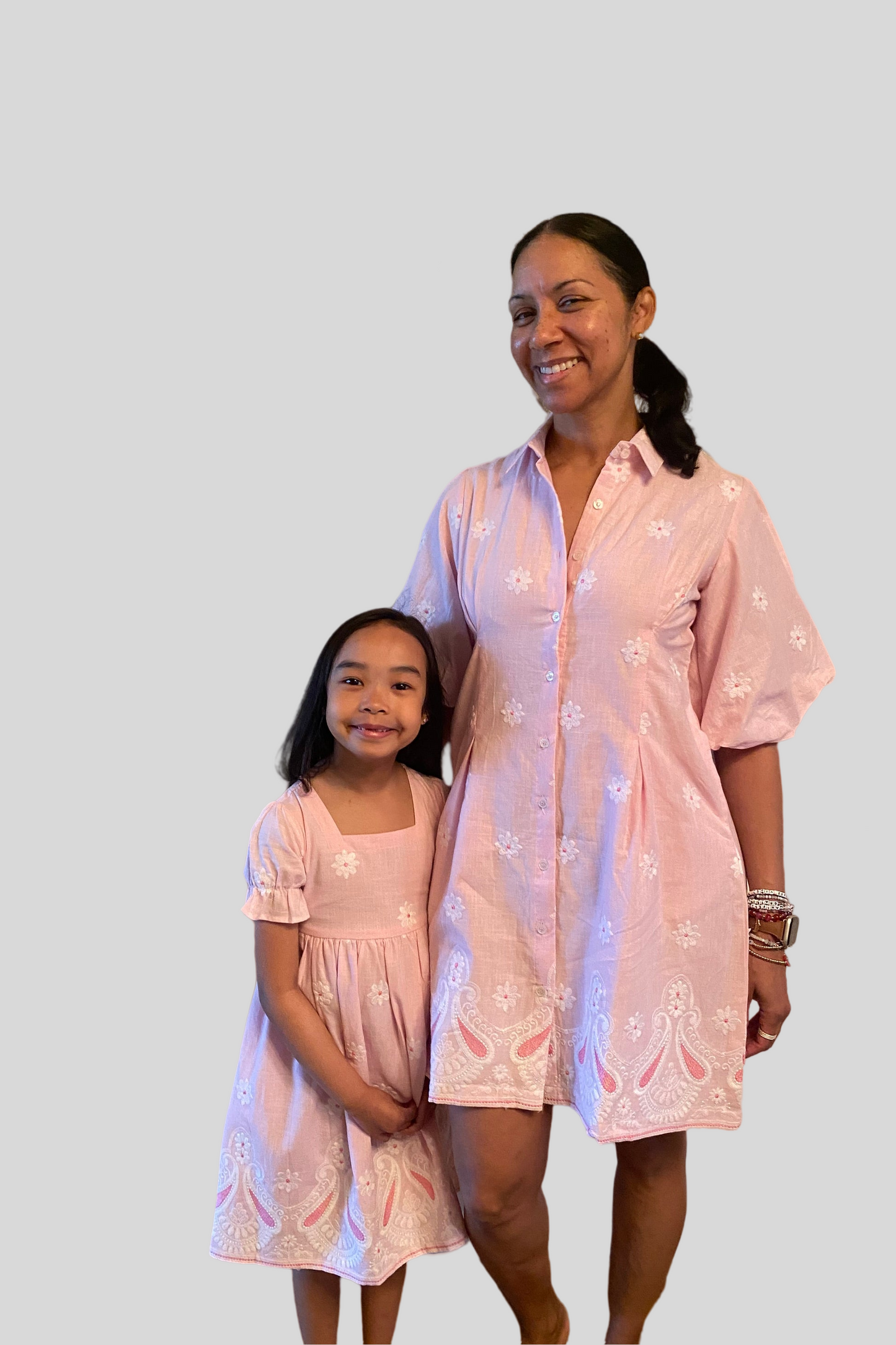 Embroidered Girl's Dress - Pink