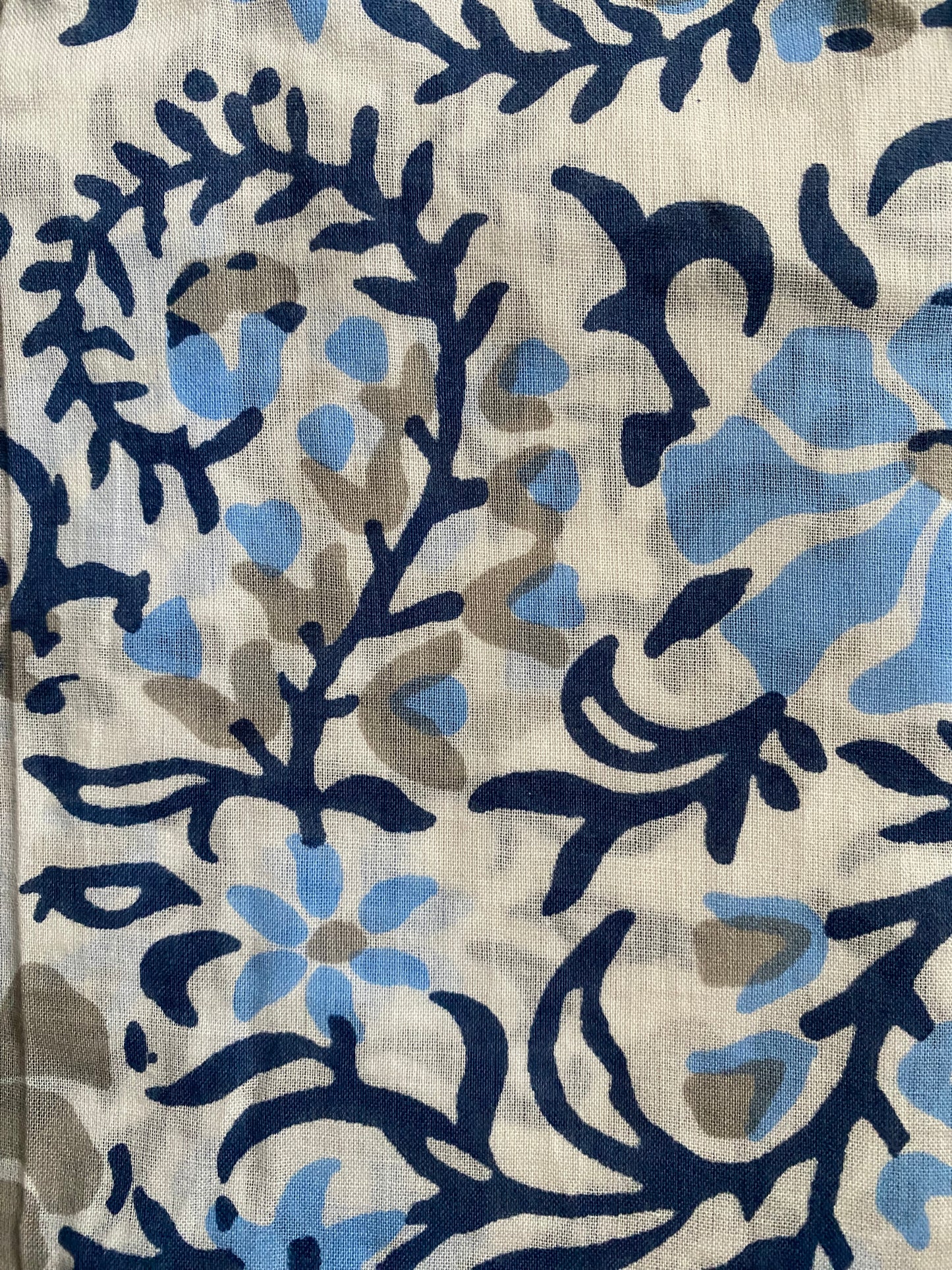 Block Print Boy's Shirt - Short Sleeves - Blue & Gray Floral