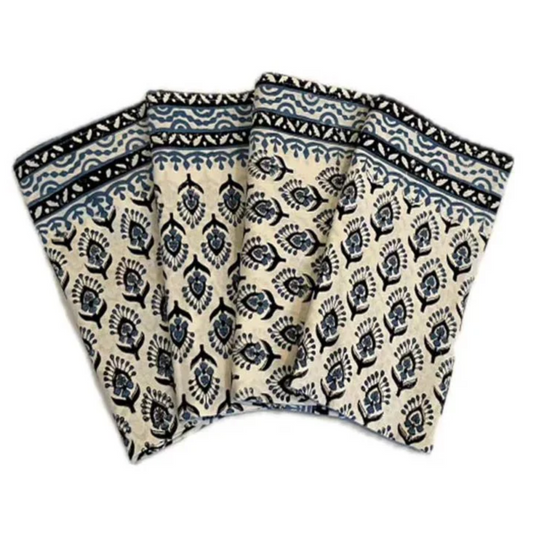 Block Print Dinner Napkins - Blue