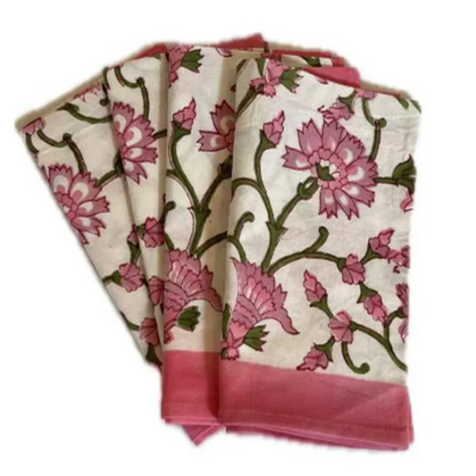 Block Print Dinner Napkins - Pink