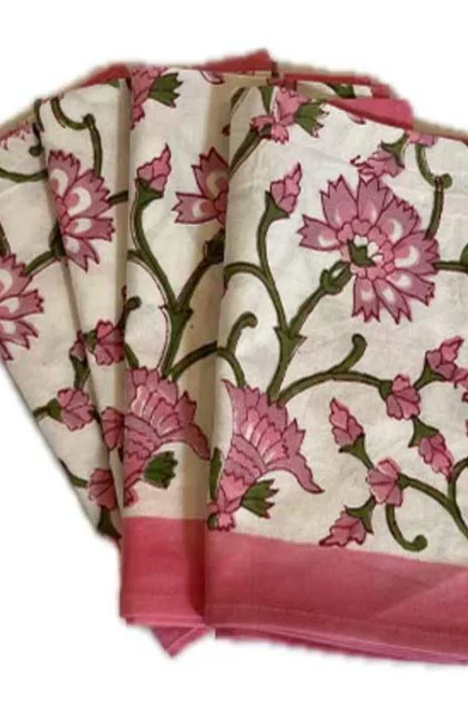Block Print Dinner Napkins - Pink