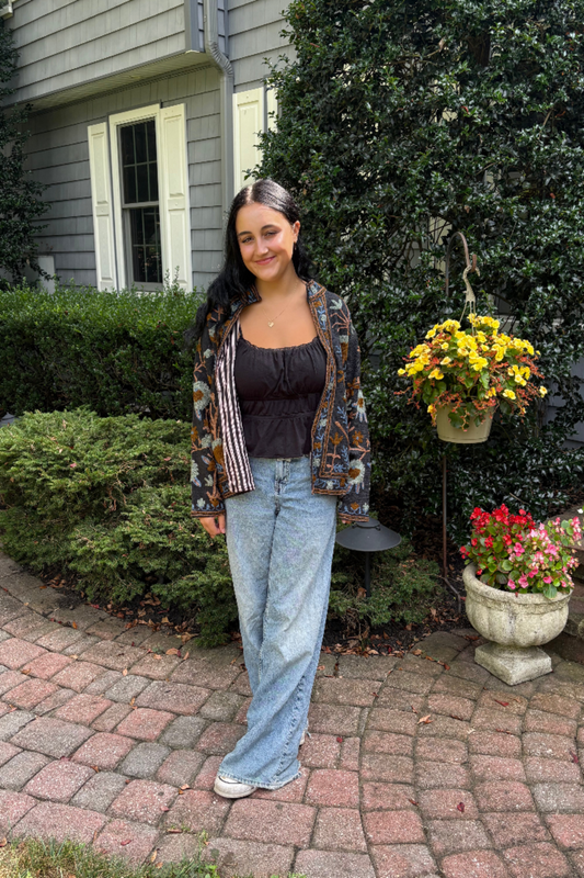 Embroidered Reversible Jacket - Timeless Black with Rustic Brown