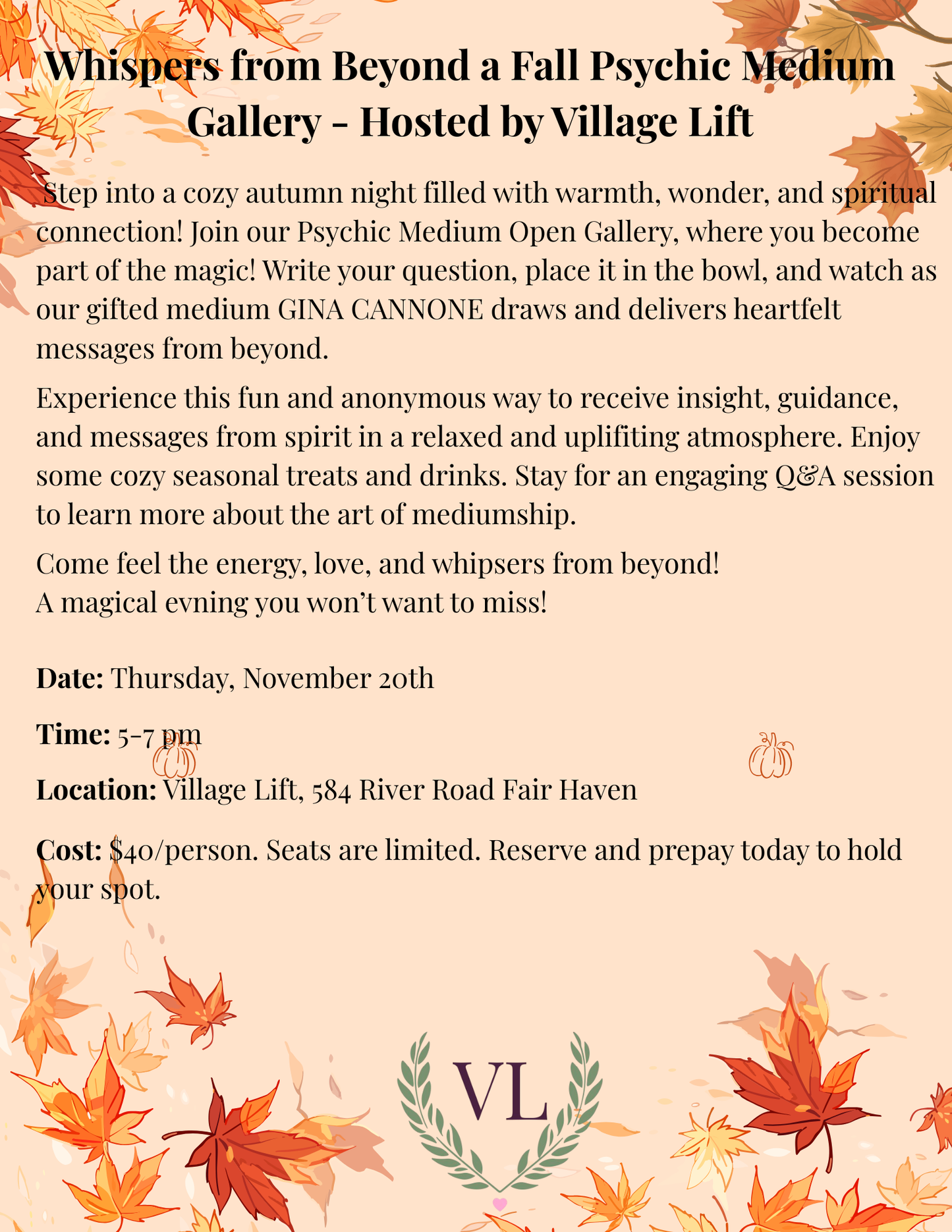 Whispers from Beyond a Fall Psychic Medium Gallery Event Ticket