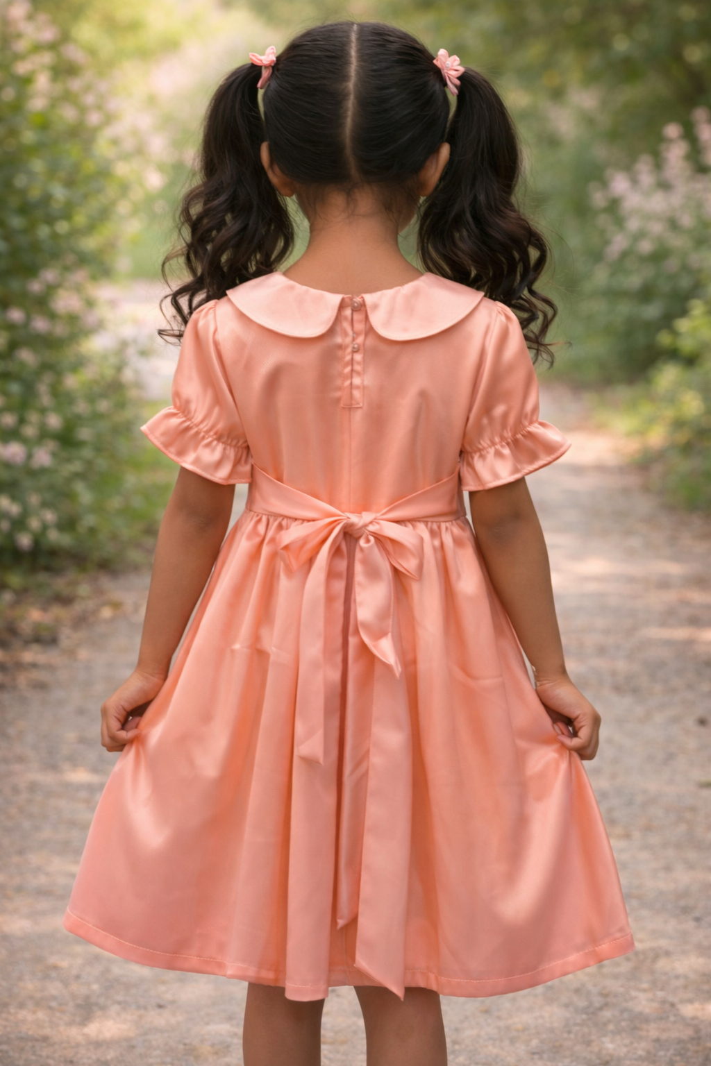 Girl’s Satin Dress - Baby Pink