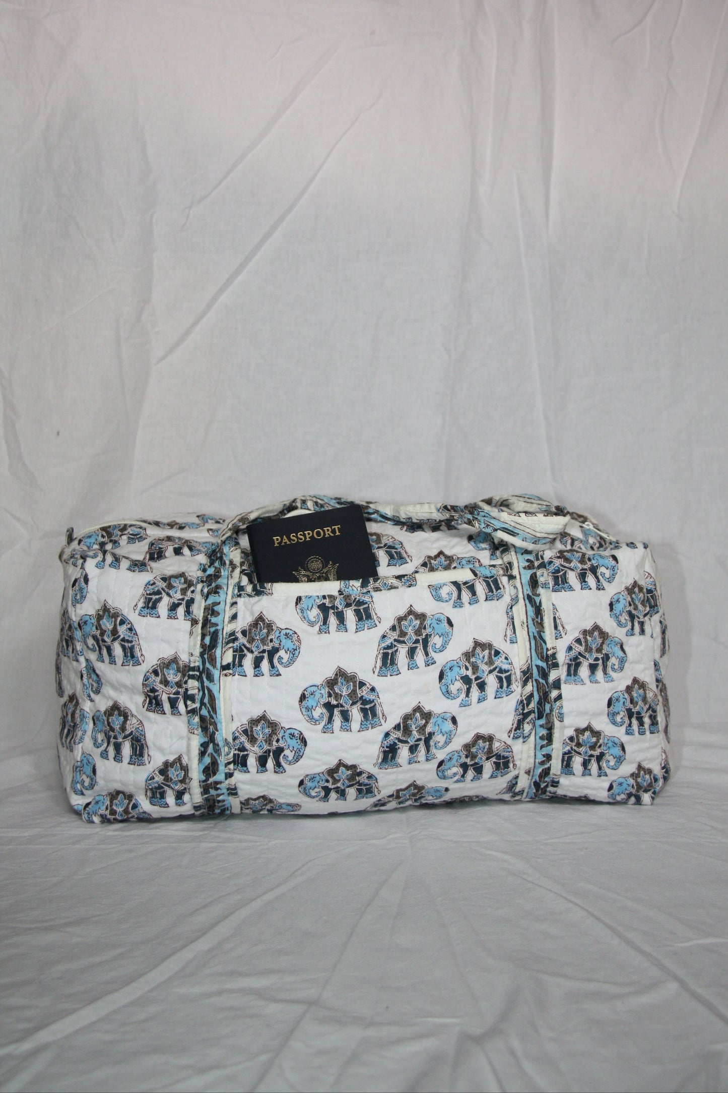 Block Print Duffle Bag - Elephants