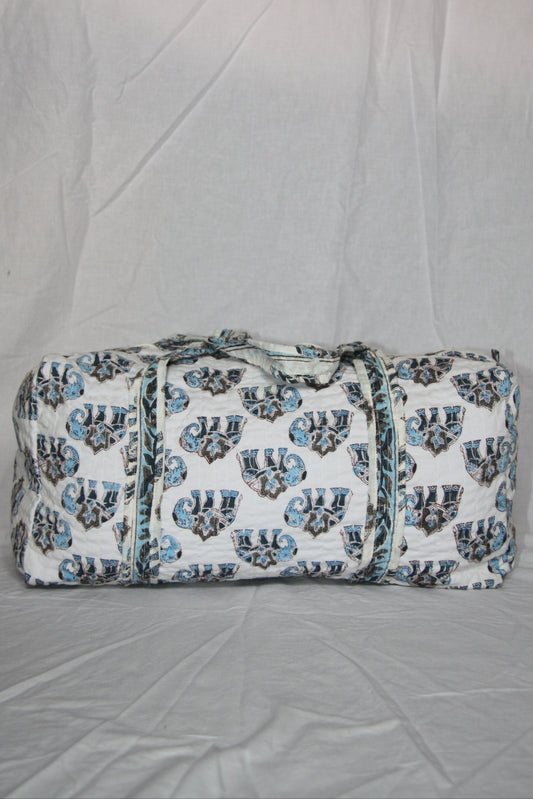 Block Print Duffle Bag - Elephants