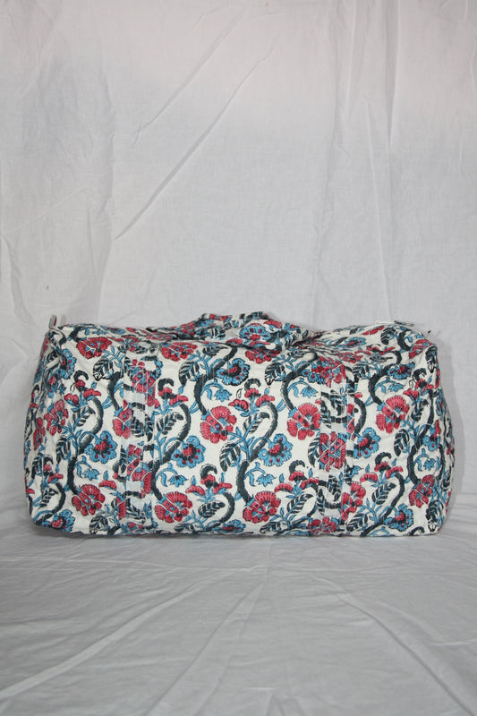 Block Print Duffle Bag - Red, White, and Blue