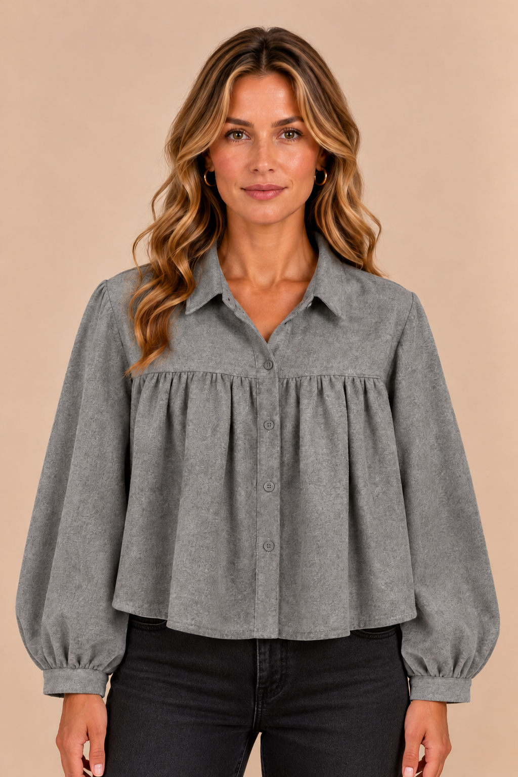 Ally - Cropped Button Down