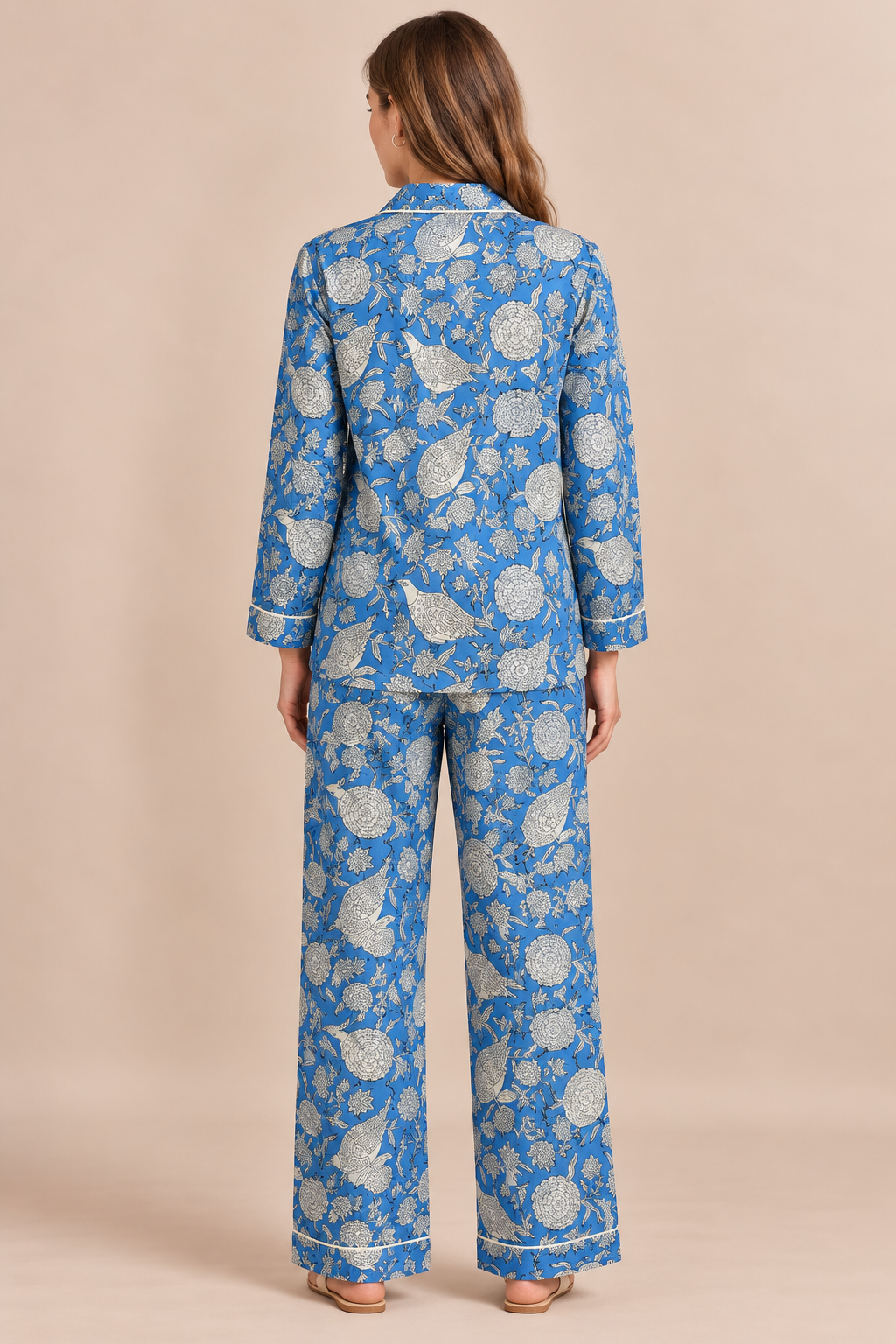 Lisa Long Pajama Set - Block Print