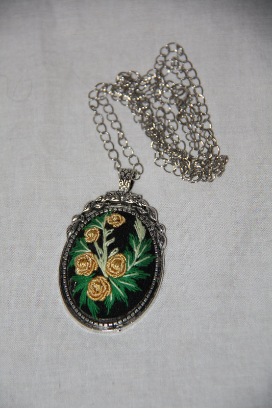 Kosovo Hand Embroidered Necklace - Yellow Flowers