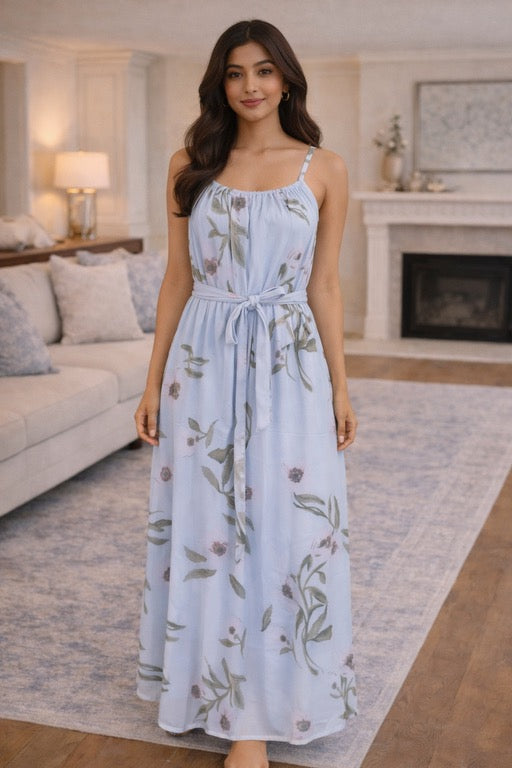 Flowy pastel chiffon maxi dress