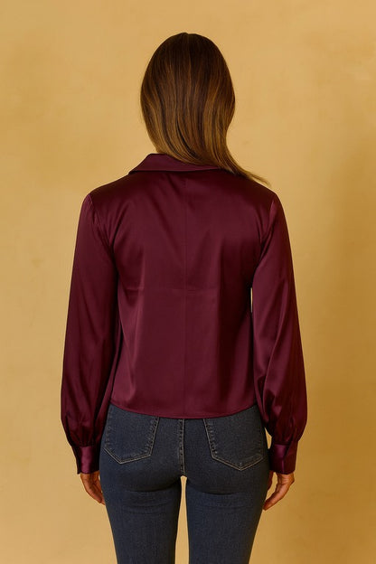 Classic Satin Shirt - Burgundy