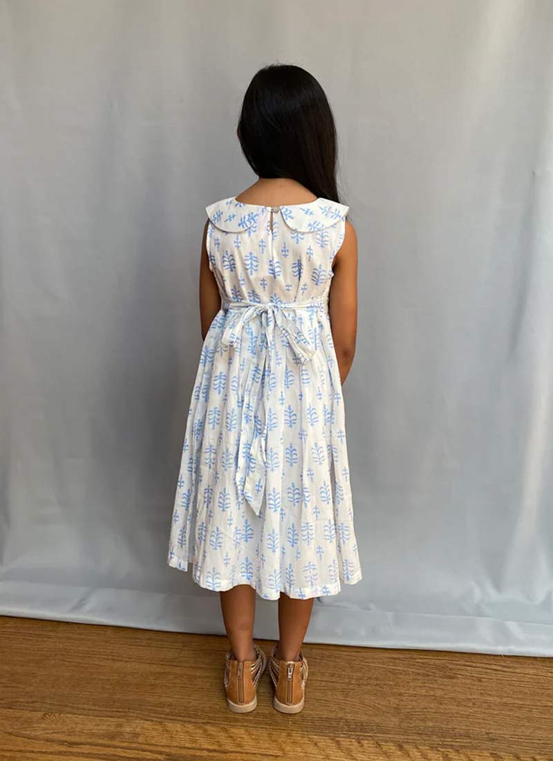 Block Print Girl's Dress - Blue