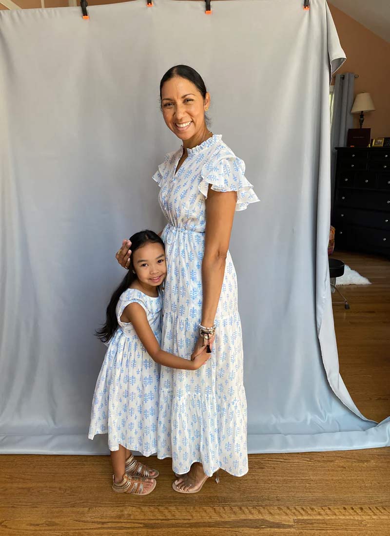 Block Print Girl's Dress - Blue