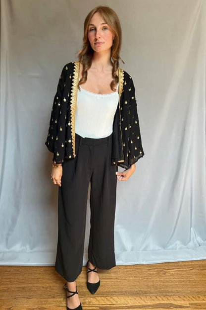 Kimono - Black with Gold Sequins and Border