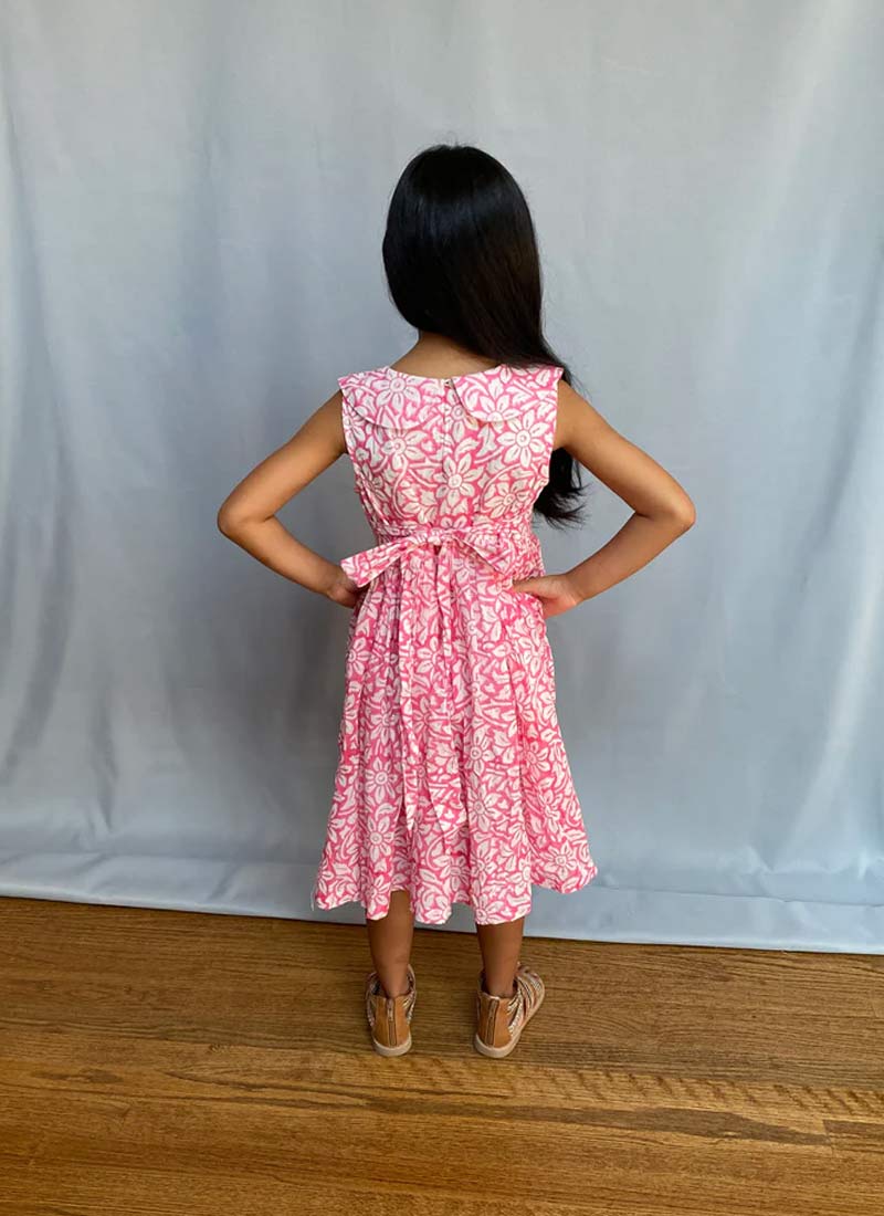 Block Print Girl's Dress - Pink