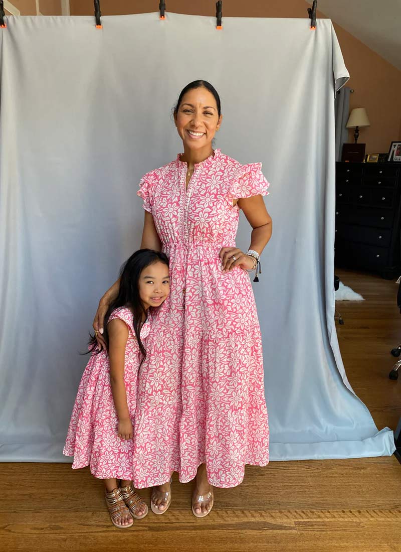 Block Print Girl's Dress - Pink