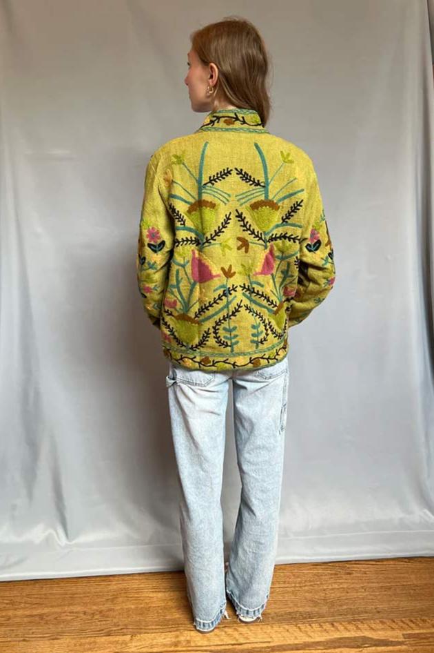 Embroidered Reversible Jacket - Olive