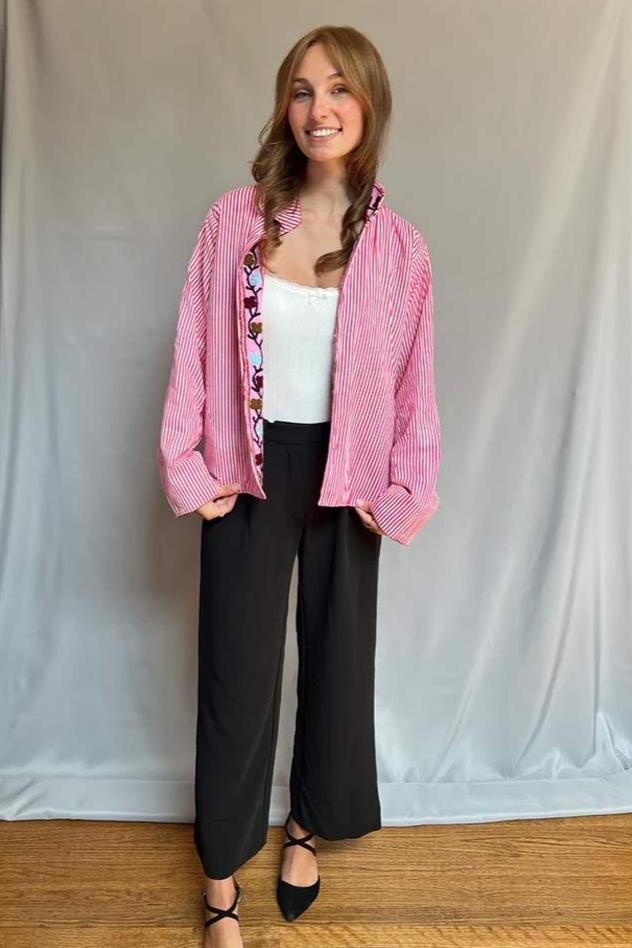 Embroidered Reversible Jacket - Pink