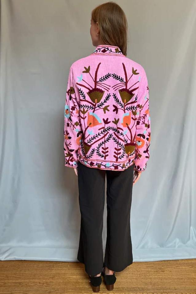 Embroidered Reversible Jacket - Pink