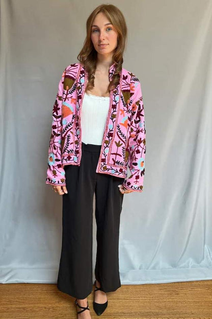 Embroidered Reversible Jacket - Pink