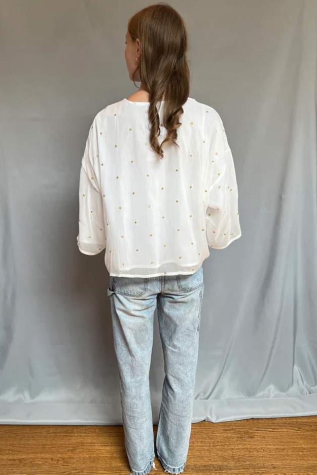 Kimono - White with Gold Sequins