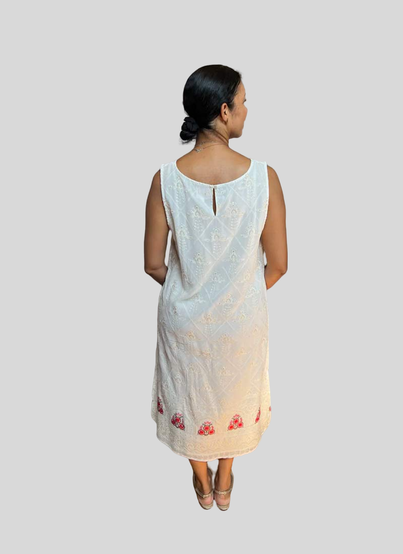 Embroidered Shift Dress - Ivory