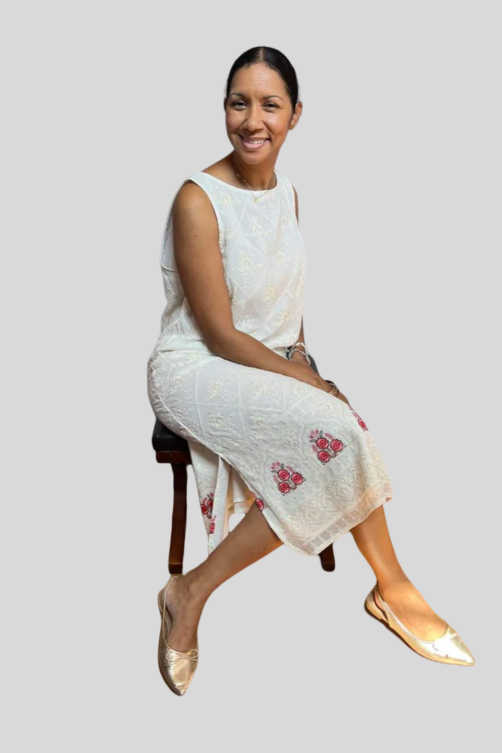 Embroidered Shift Dress - Ivory